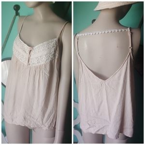 dELiA*s open back cream & tan tank medium